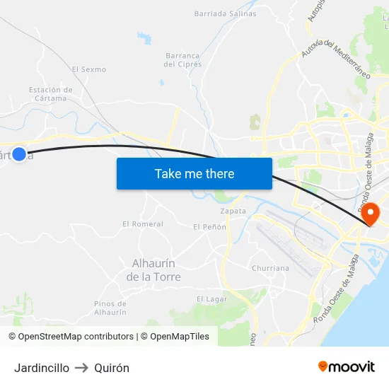 Jardincillo to Quirón map