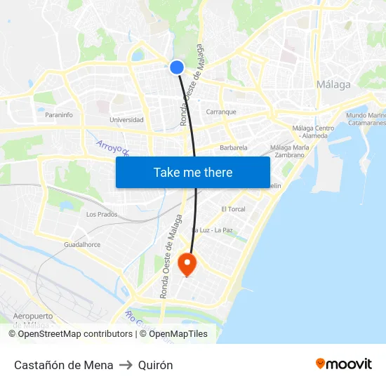 Castañón de Mena to Quirón map