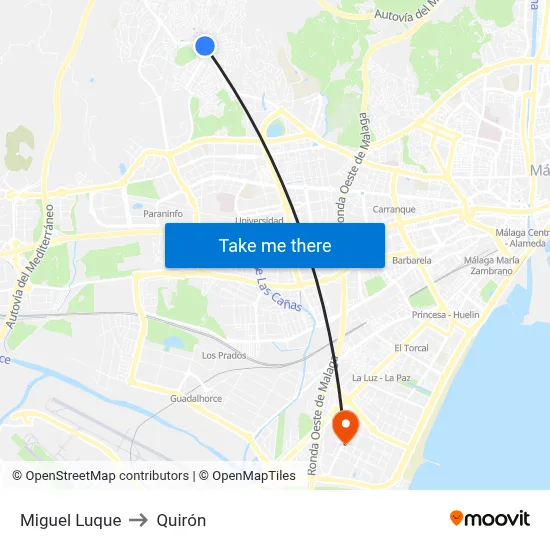 Miguel Luque to Quirón map