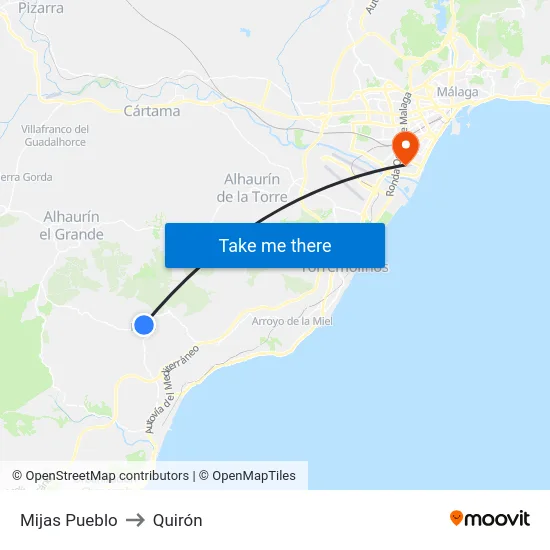 Mijas Pueblo to Quirón map
