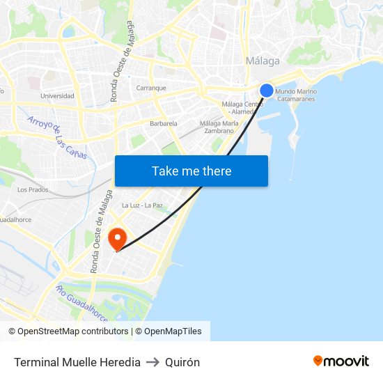 Terminal Muelle Heredia to Quirón map