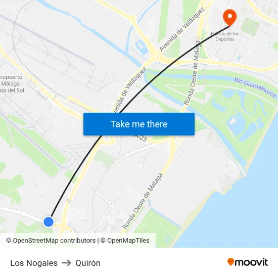Los Nogales to Quirón map