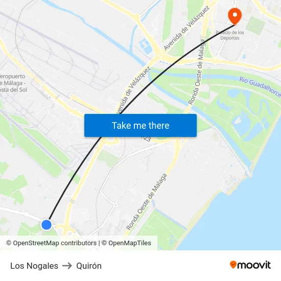 Los Nogales to Quirón map
