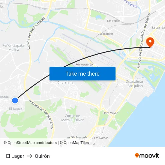 El Lagar to Quirón map