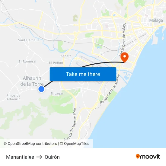 Manantiales to Quirón map