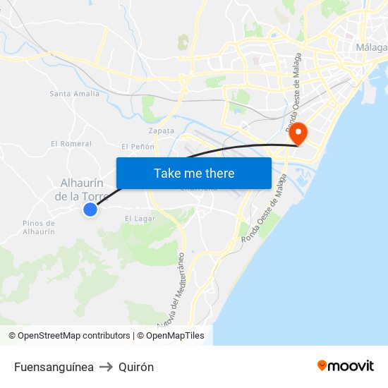 Fuensanguínea to Quirón map