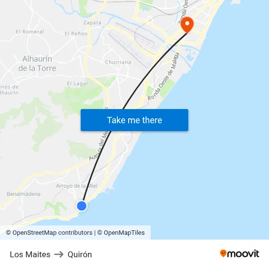 Los Maites to Quirón map