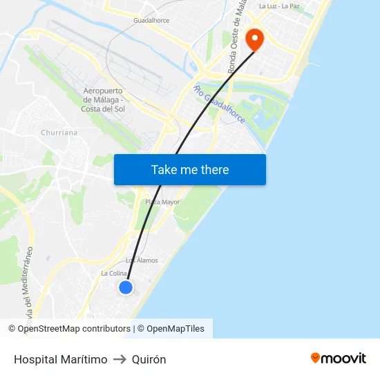 Hospital Marítimo to Quirón map
