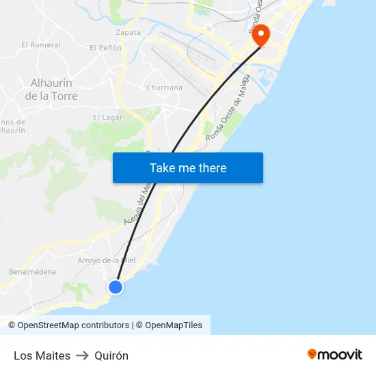 Los Maites to Quirón map