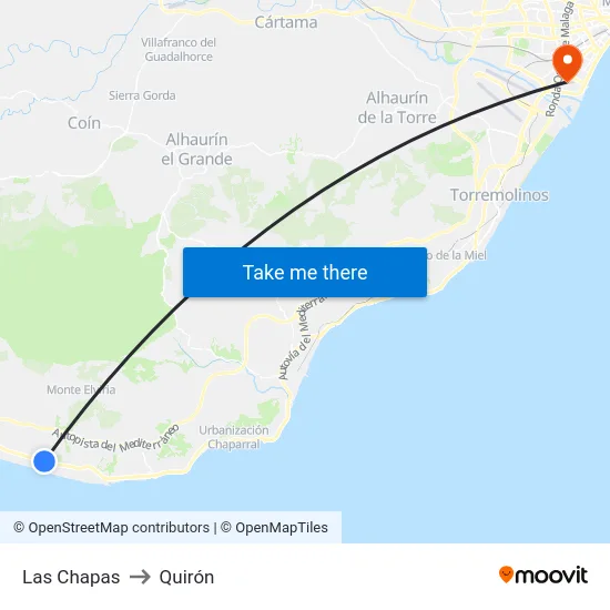 Las Chapas to Quirón map