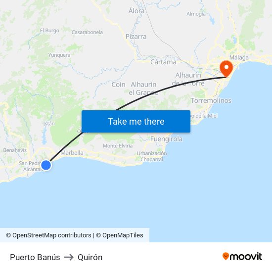 Puerto Banús to Quirón map