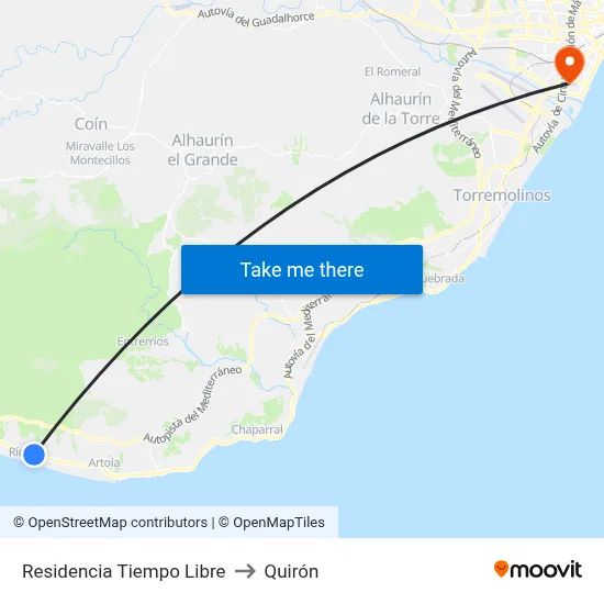 Residencia Tiempo Libre to Quirón map