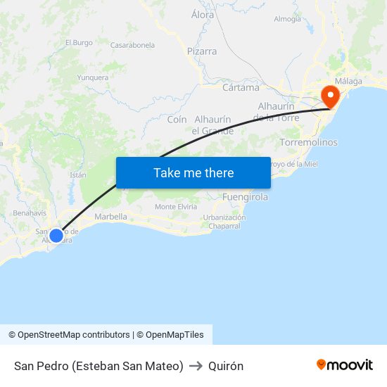 San Pedro (Esteban San Mateo) to Quirón map