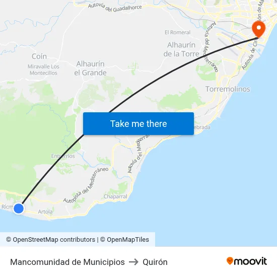 Mancomunidad de Municipios to Quirón map