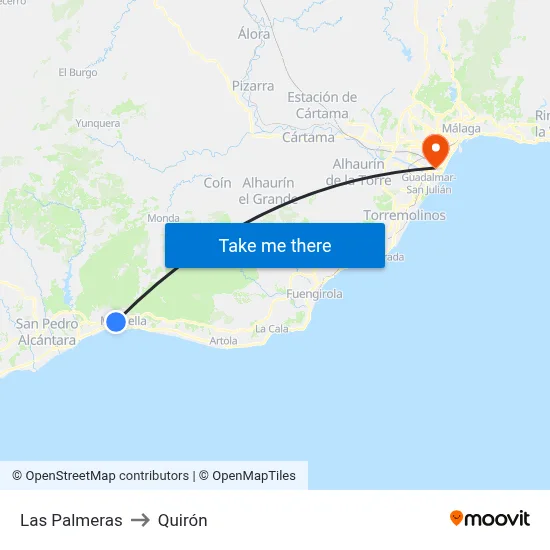 Las Palmeras to Quirón map