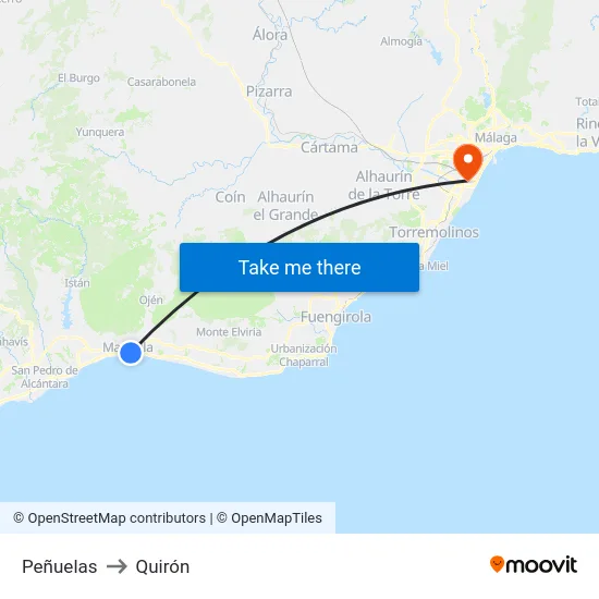 Peñuelas to Quirón map