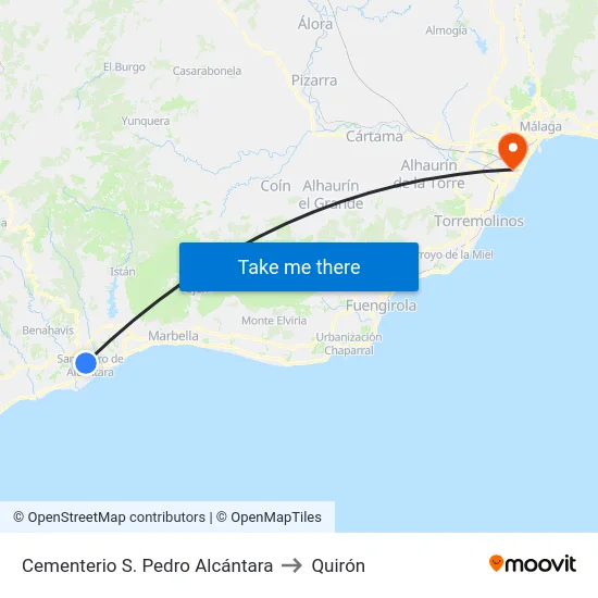 Cementerio S. Pedro Alcántara to Quirón map