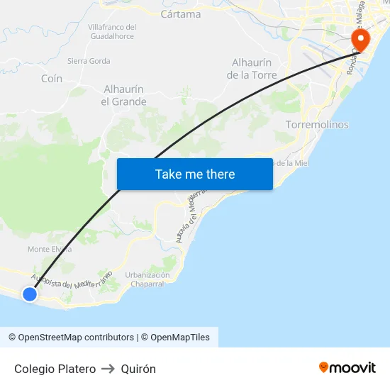 Colegio Platero to Quirón map