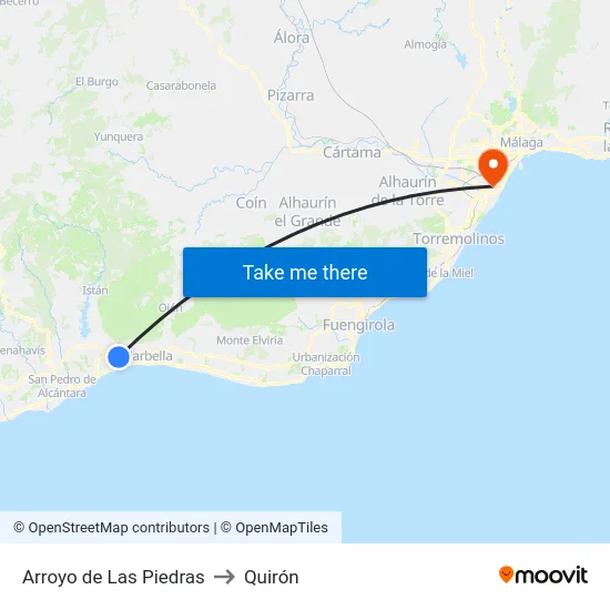 Arroyo de Las Piedras to Quirón map
