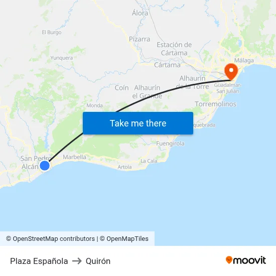 Plaza Española to Quirón map