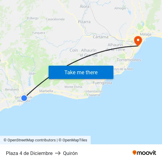 Plaza 4 de Diciembre to Quirón map