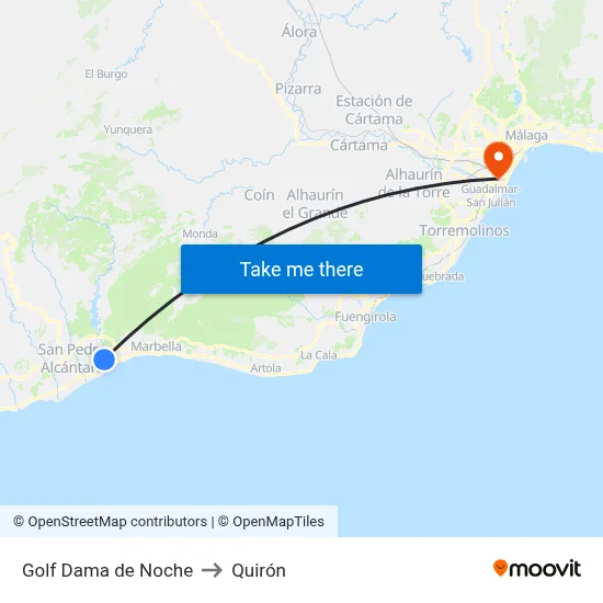 Golf Dama de Noche to Quirón map