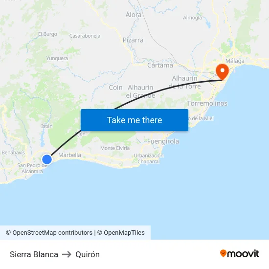 Sierra Blanca to Quirón map