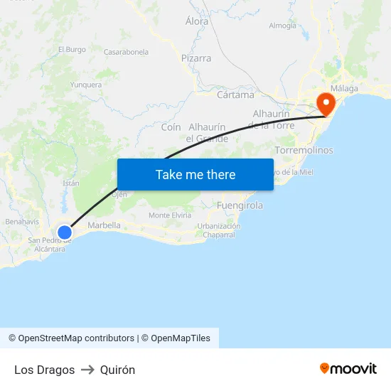 Los Dragos to Quirón map