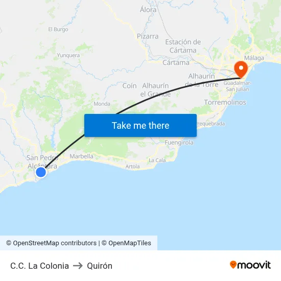 C.C. La Colonia to Quirón map