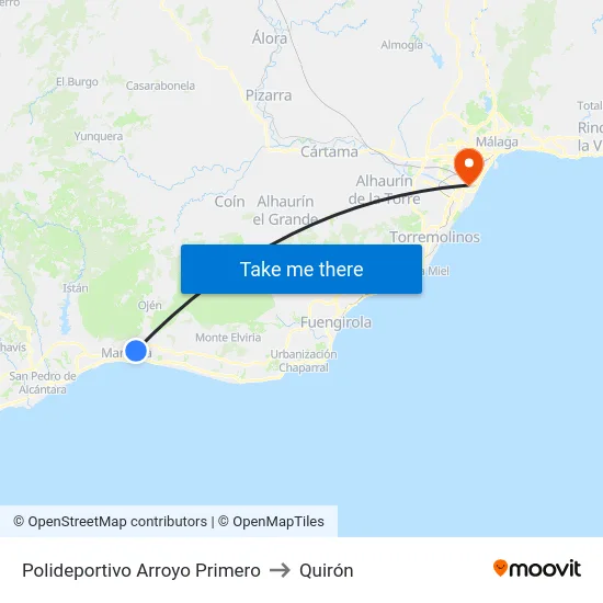 Polideportivo Arroyo Primero to Quirón map