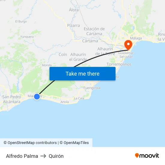 Alfredo Palma to Quirón map