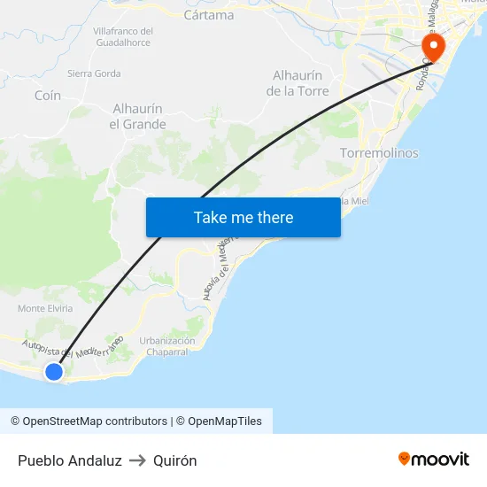 Pueblo Andaluz to Quirón map