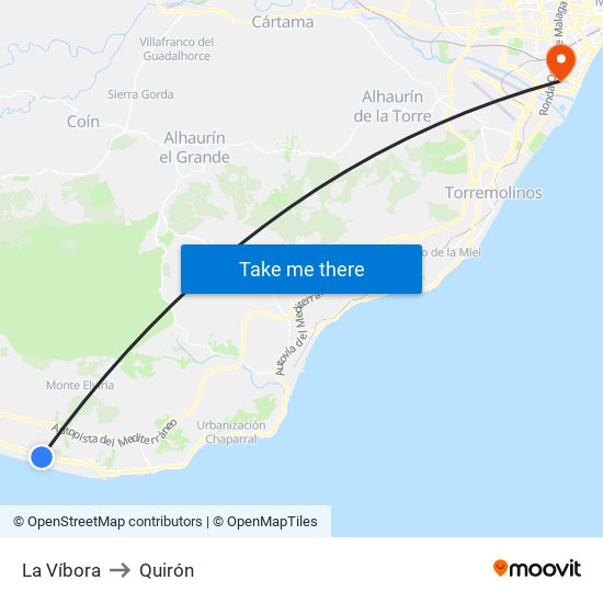 La Víbora to Quirón map