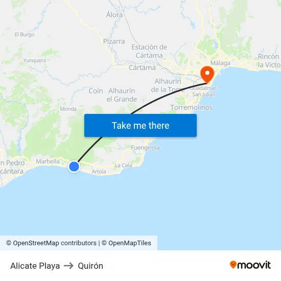 Alicate Playa to Quirón map