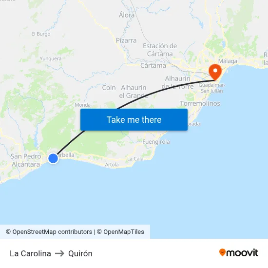 La Carolina to Quirón map