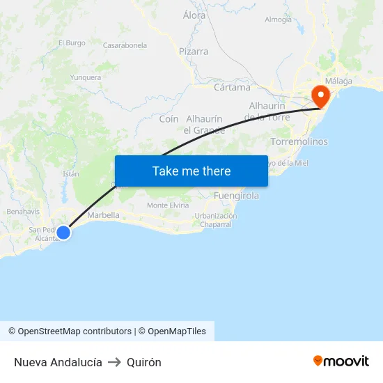 Nueva Andalucía to Quirón map