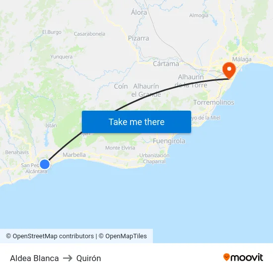 Aldea Blanca to Quirón map