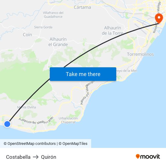 Costabella to Quirón map