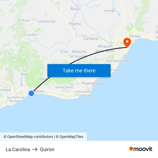 La Carolina to Quirón map