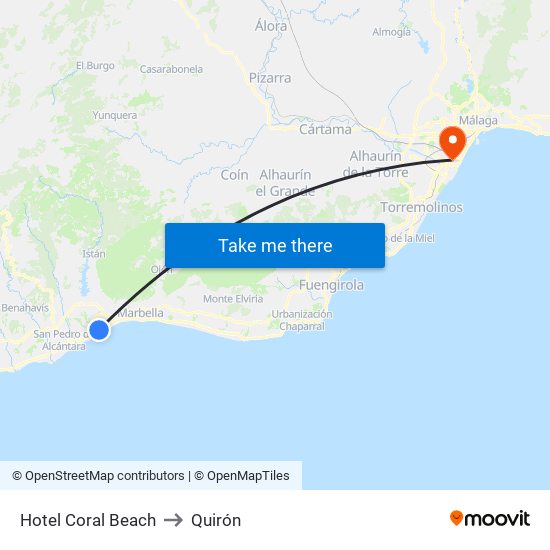 Hotel Coral Beach to Quirón map
