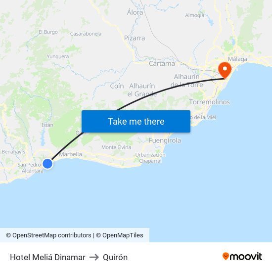 Hotel Meliá Dinamar to Quirón map