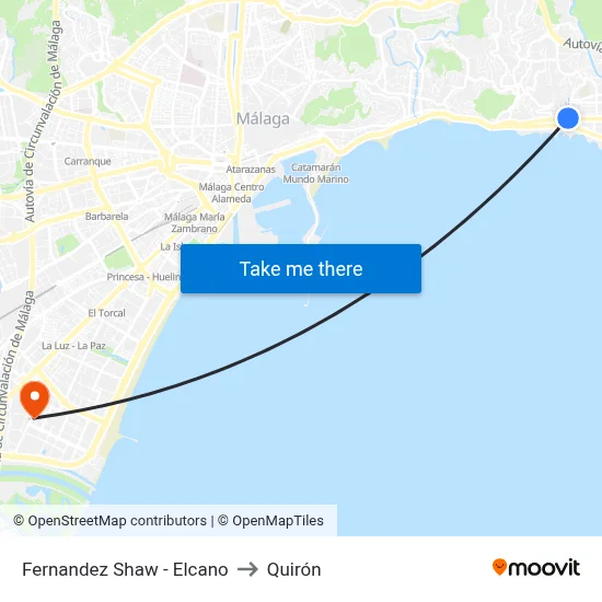 Fernandez Shaw - Elcano to Quirón map