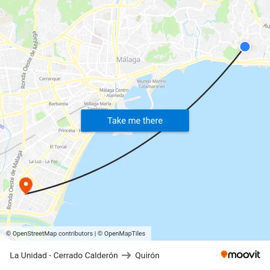 La Unidad - Cerrado Calderón to Quirón map