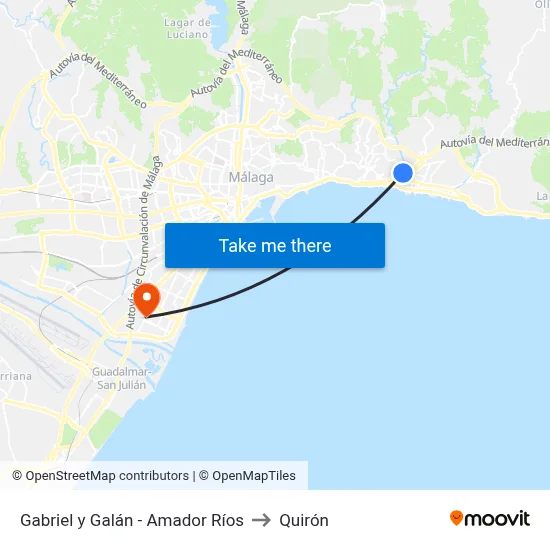 Gabriel y Galán - Amador Ríos to Quirón map