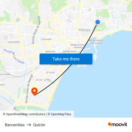 Barcenillas to Quirón map