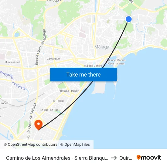Camino de Los Almendrales - Sierra Blanquilla to Quirón map