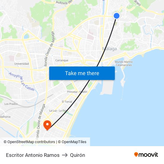 Escritor Antonio Ramos to Quirón map