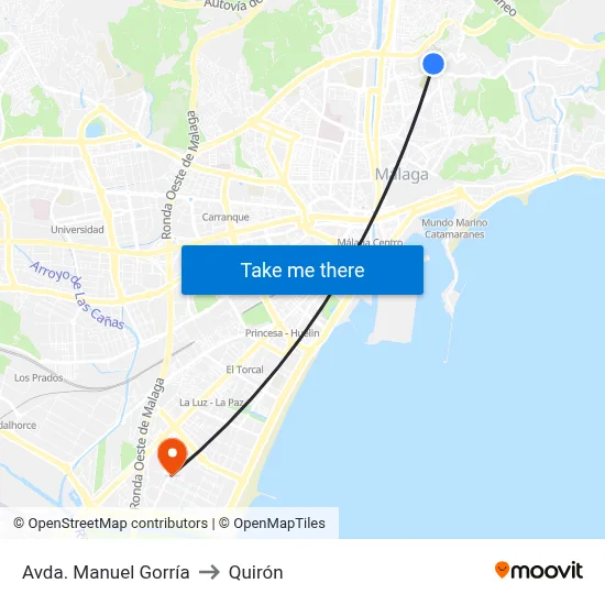Avda. Manuel Gorría to Quirón map