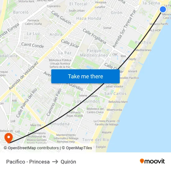Pacífico - Princesa to Quirón map