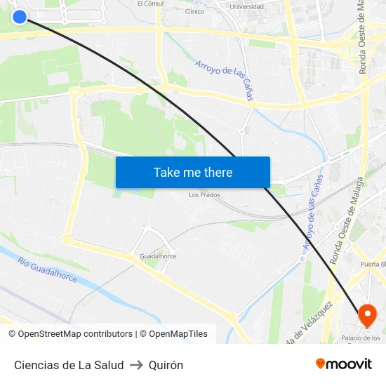 Ciencias de La Salud to Quirón map